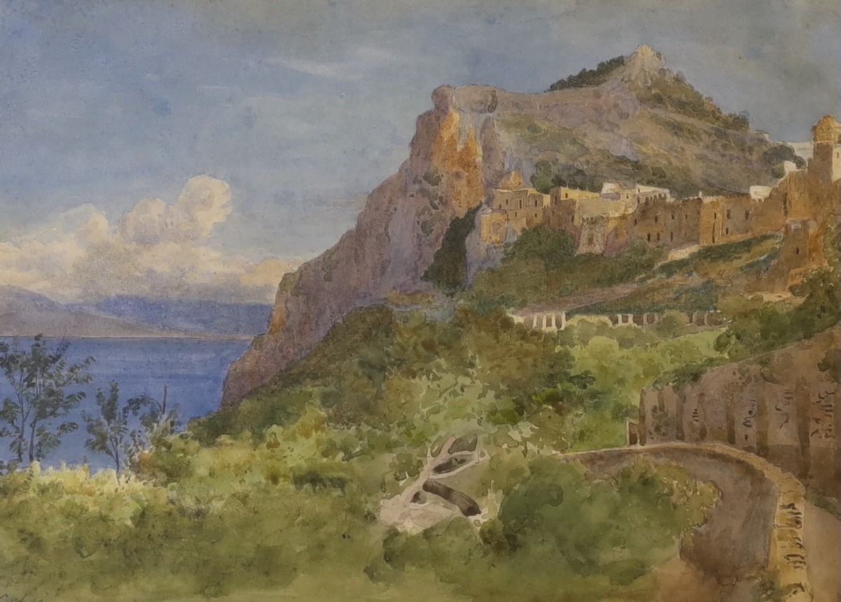 Arthur Glennie RWS (1803-1890), watercolour, Capri, inscribed with the title, Abbott & Holder label verso, 20 x 28cm